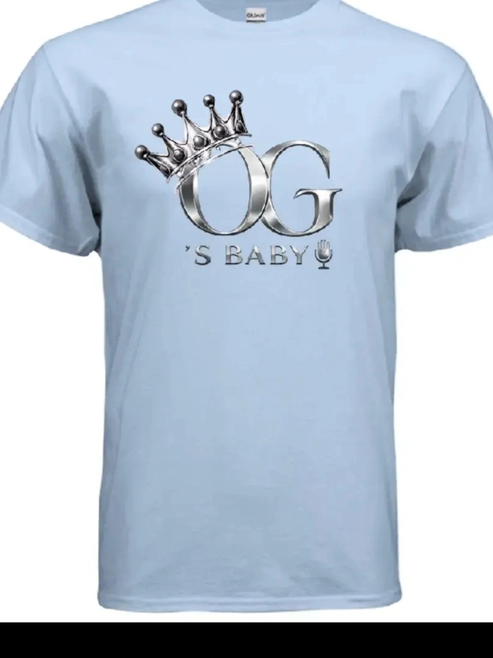 Gildan Light Blue Kids Tee with Silver OG Crown Graphic